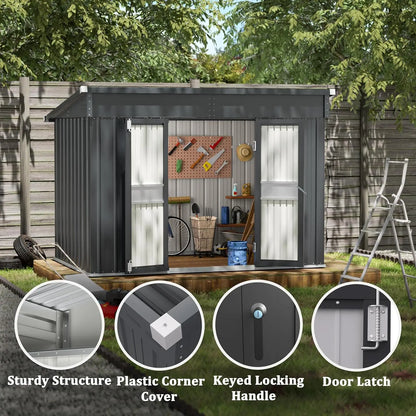 Custom Outdoor Metal Storage Shed with Sloped Galvanized Steel Roof