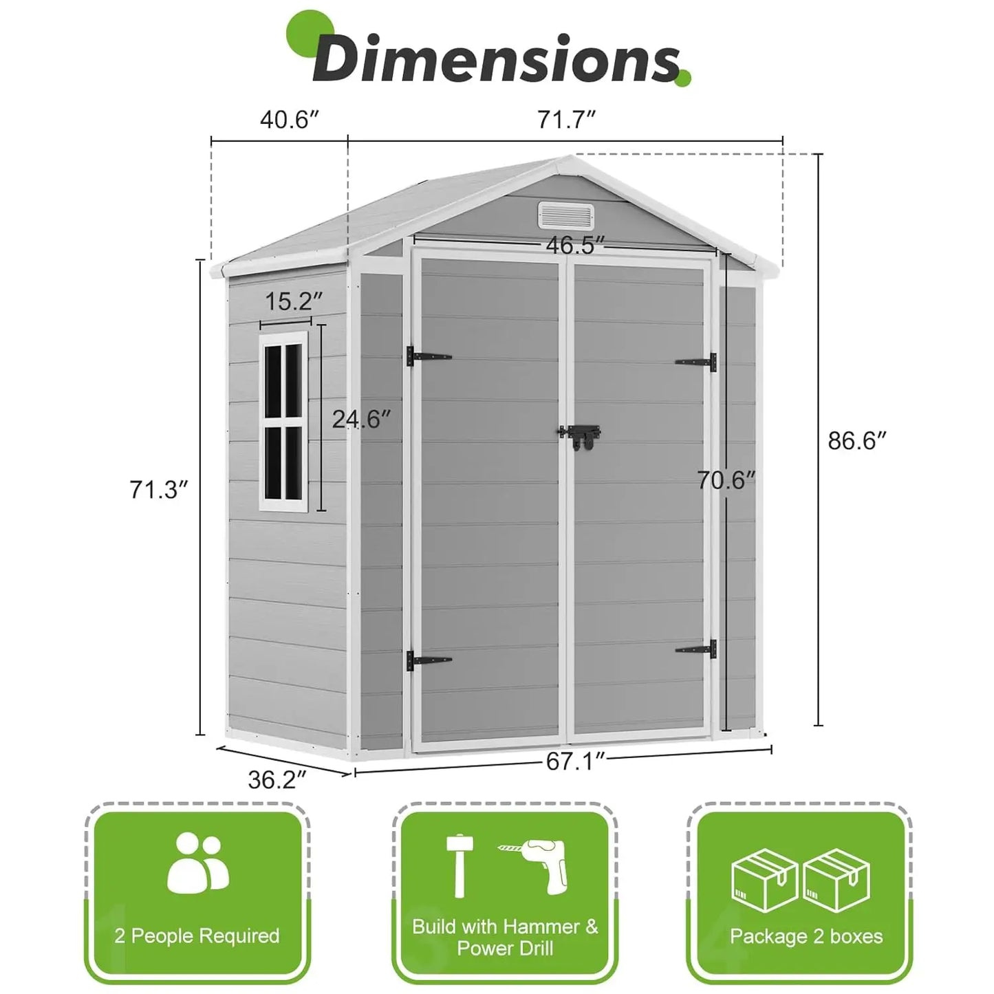 6x3 resin plastic outdoor storage shed with lockable door and floor included