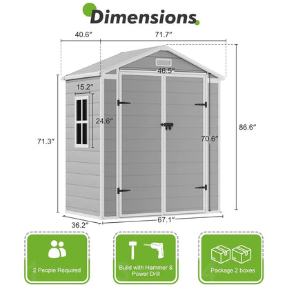 6x3 resin plastic outdoor storage shed with lockable door and floor included