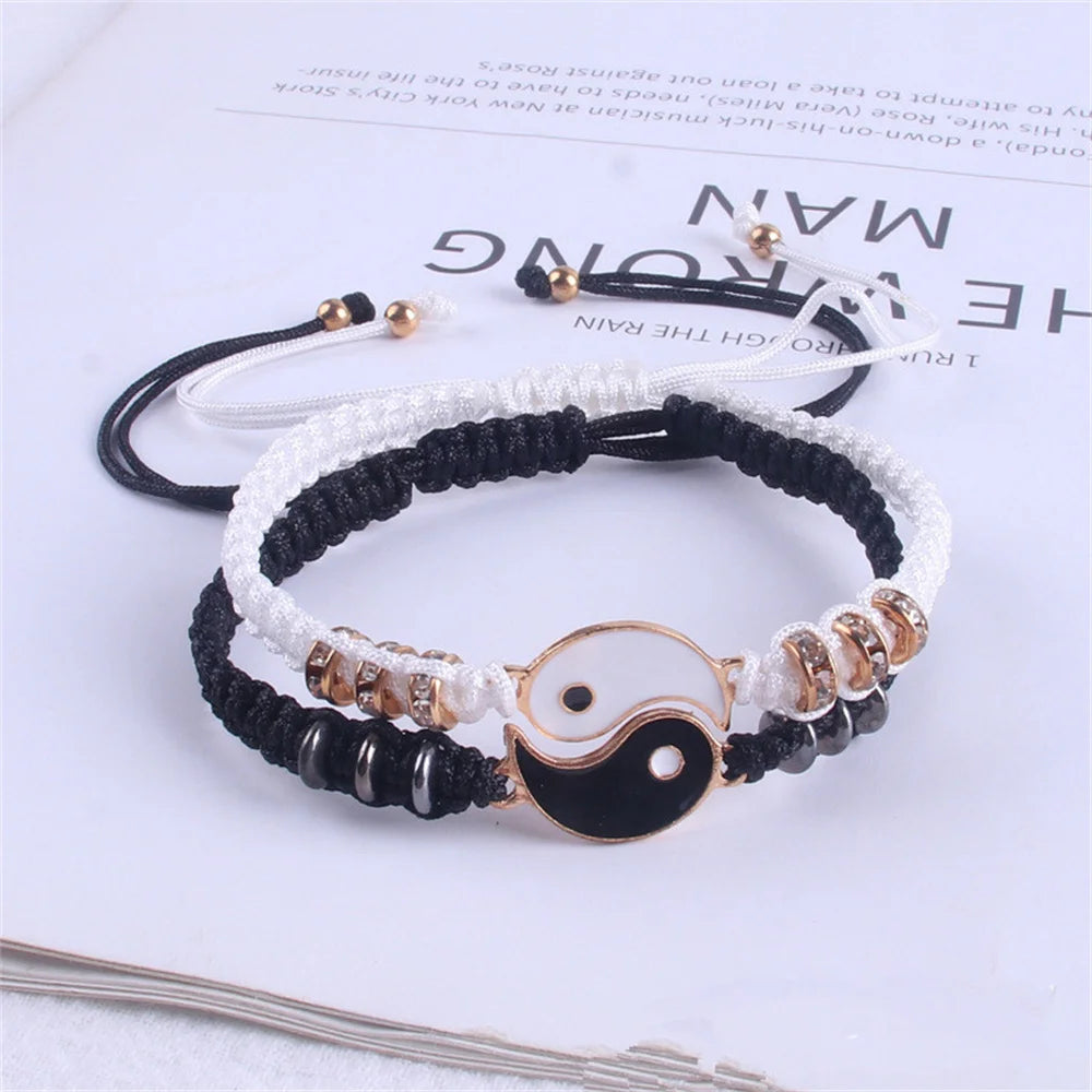 New Best Friend Bracelets for 2 Matching Yin Yang Adjustable Cord Bracelet - Azobay