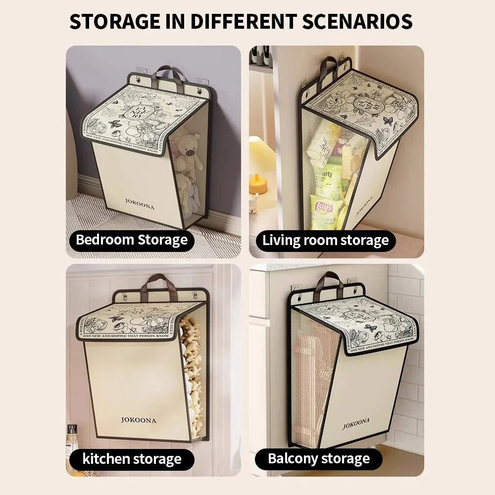 Wall mounted foldable waterproof canvas laundry hamper for bathroom storage and space saving
