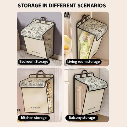 Wall mounted foldable waterproof canvas laundry hamper for bathroom storage and space saving
