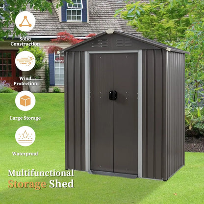 8x10 ft outdoor metal storage shed with window and lockable door