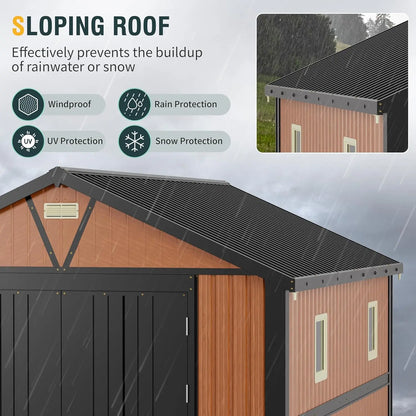 10x12ft Metal Storage Shed Lockable Doors 2 Windows Steel Tool Garden Backyard Chicken Coops, Custom