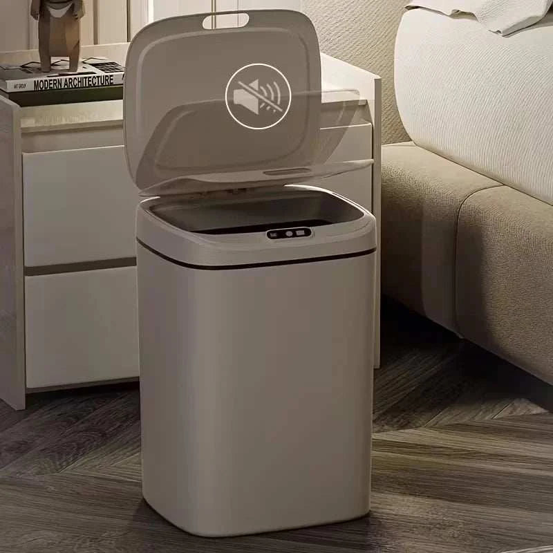 Slim compact smart motion sensor trash can with touchless lid for hygienic waste disposal