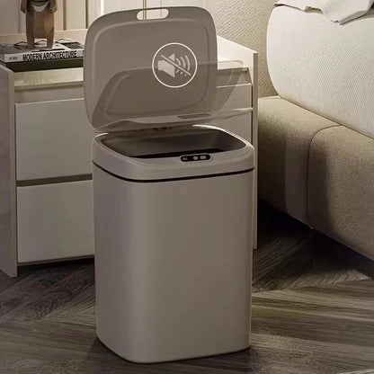 Slim compact smart motion sensor trash can with touchless lid for hygienic waste disposal