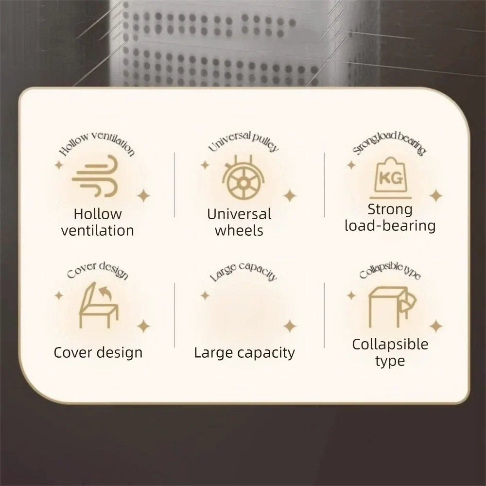 Large capacity folding grey and white plastic laundry basket with wheels and dust-proof cover