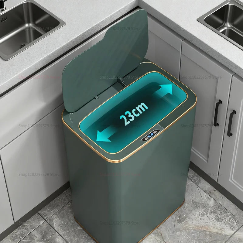 2025 Automatic Induction Trash Can with Storage Basket Eco-Friendly Plastic Household Toilet Living Room Kitchen Waste Bin Cover Paper Dispenser