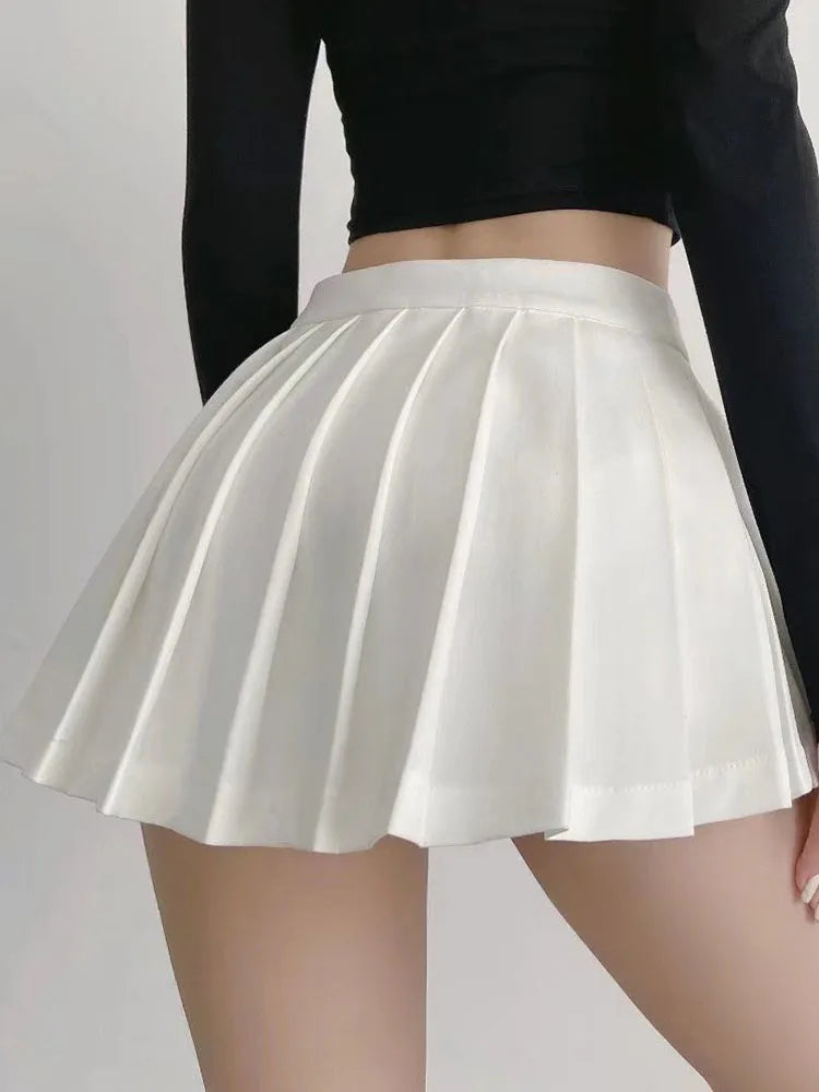 Zoki Sexy Women's Skirts High Waist Summer  Mini Skirts White Designed Dance Skirt - Azobay