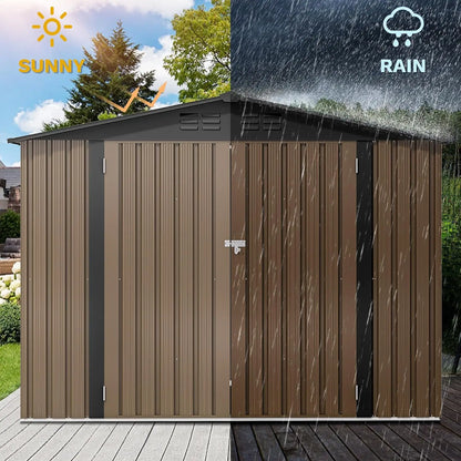 8x6 FT Heavy-Duty Outdoor Metal Storage Shed for Garden Tools and Equipment