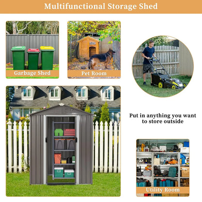 Outdoor metal storage shed with side window and lockable door for secure outdoor storage