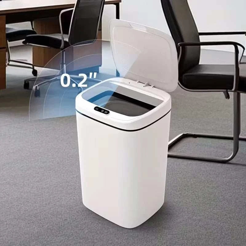 Slim compact smart motion sensor trash can with touchless lid for hygienic waste disposal