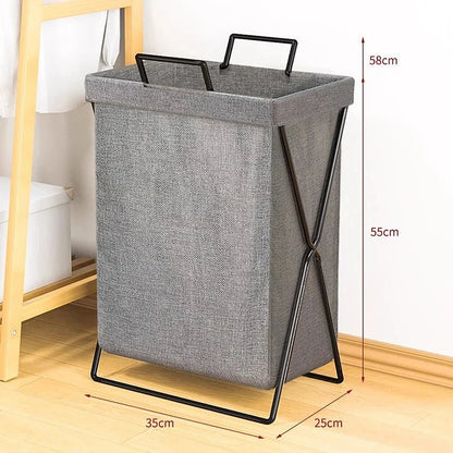 Collapsible fabric laundry hamper with handles in coffee color, foldable polyester clothes basket for bedroom and laundry room organization