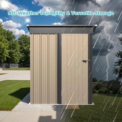 5x3 FT Outdoor Metal Storage Shed with Lockable Door