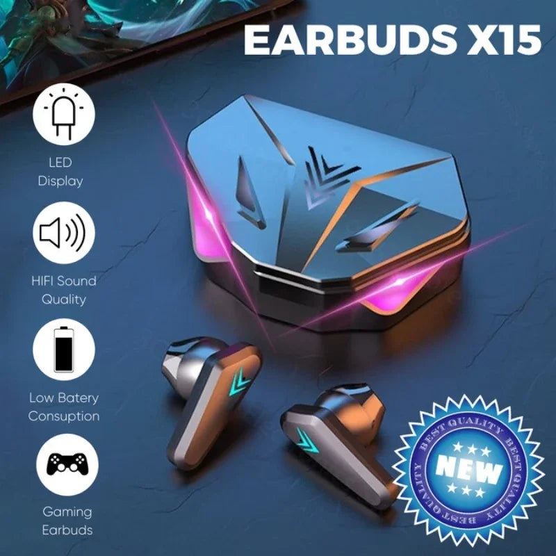 X15 TWS Wireless Earphone 5.3 bluetooth Headphone 65ms Earbud  Gaming Headset  with Mic For xiaomi iphone - Azobay