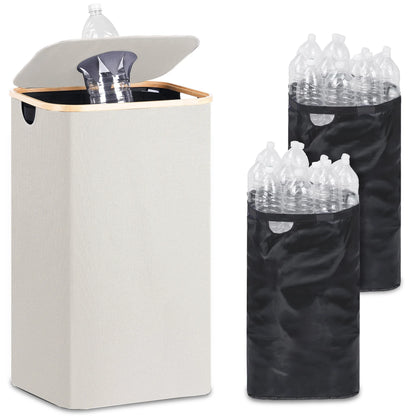 Folding Bamboo Empty Bottle Storage Basket Recyclable Bottle Organizer Tote Bag Wastewater Collection for Home Neatening