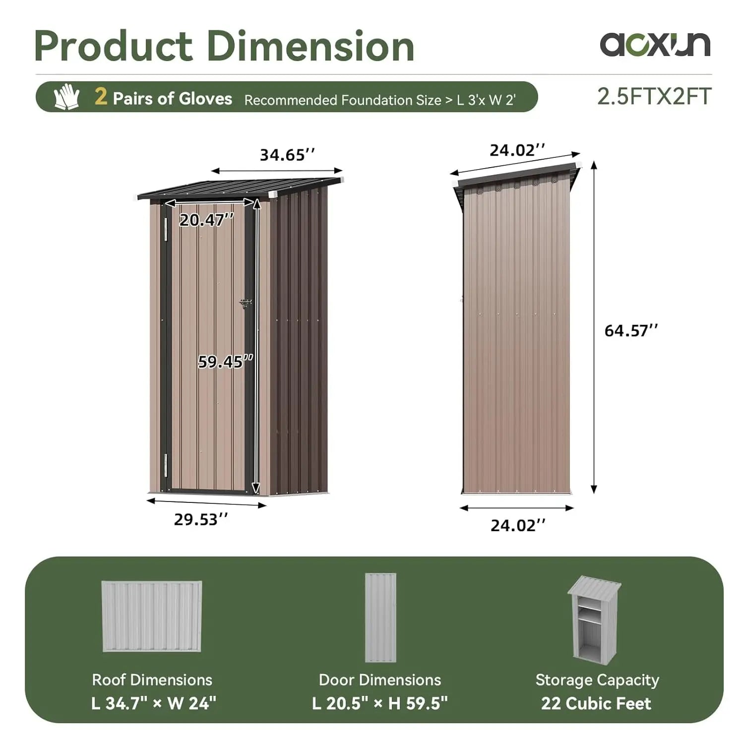 Outdoor metal vertical storage cabinet with lockable doors and adjustable shelves for outdoor storage shed