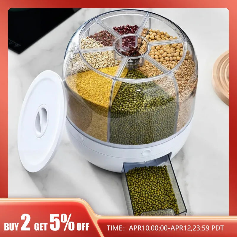 360-rotating-grain-dispenser-grain-storage-box-transparent-sealed-jar-circular-kitchen-rice-bucket-insectproof-rice-tank