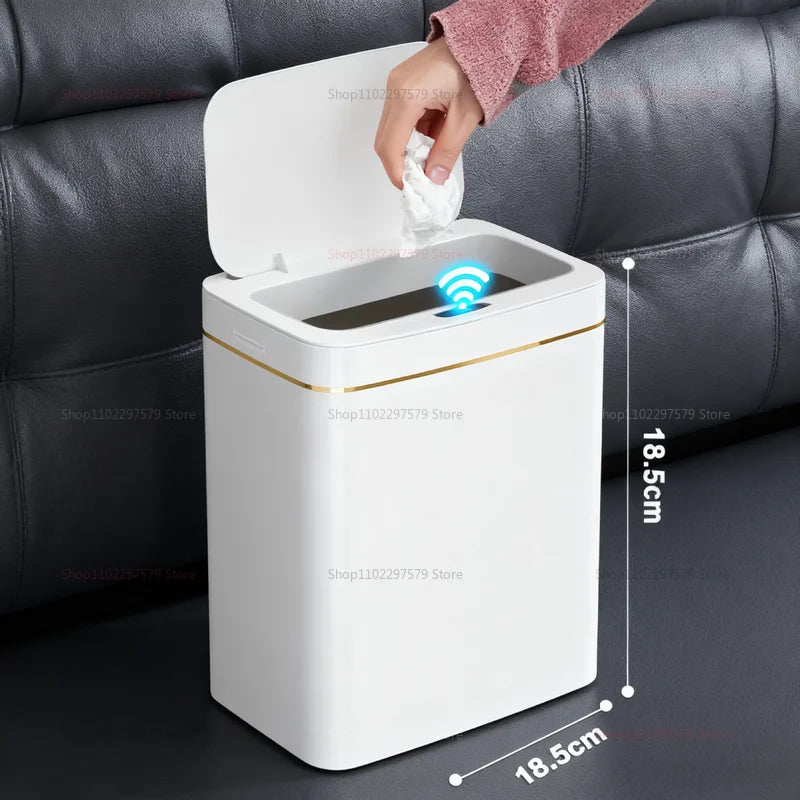 2025 Automatic Induction Trash Can with Storage Basket Eco-Friendly Plastic Household Toilet Living Room Kitchen Waste Bin Cover Paper Dispenser