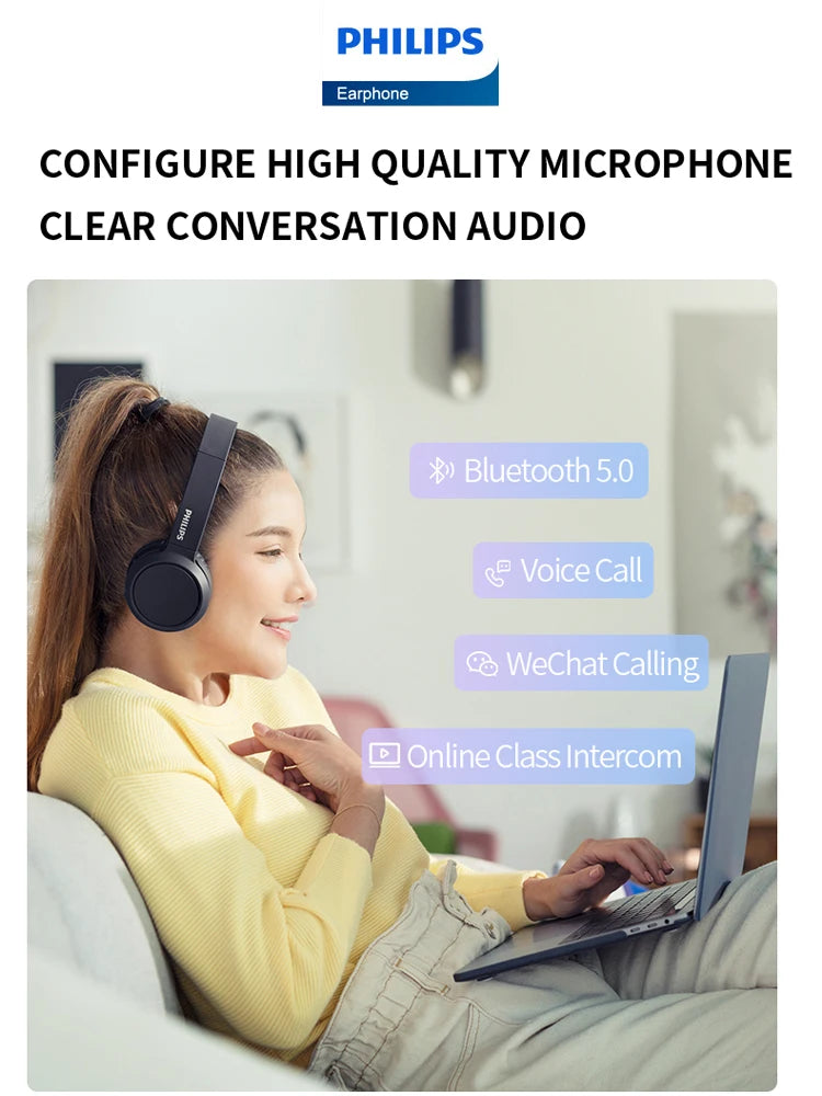 Original Philips TAH4205 Headphone Wireless Bluetooth Earphone HiFi Stereo  Sports Running Headset for Android IOS - Azobay