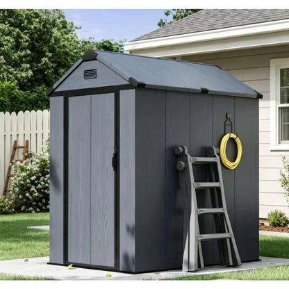 Brand new fast shipping 4x6 FT Resin Shed with Reinforced Floor Outdoor Storage Shed All-Weather Plastic Tool Shed with
