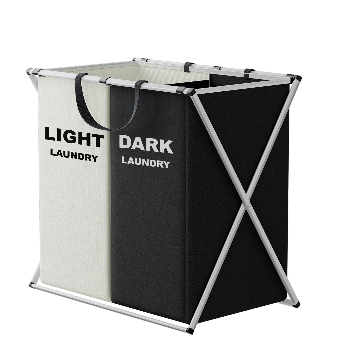 1 PC Large Foldable Laundry Hamper with 3 Divided Sections Dirty Cloth Storage Basket Classic Oxford Washing Bin for Home