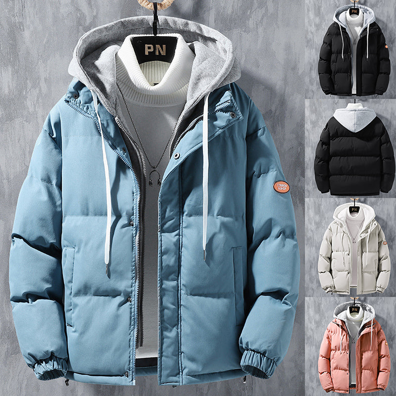 fashion-hooded-jacket-men-winter-windproof-thickened-fake-two-piece-coat-solid-leisure-sports-cotton-jacket