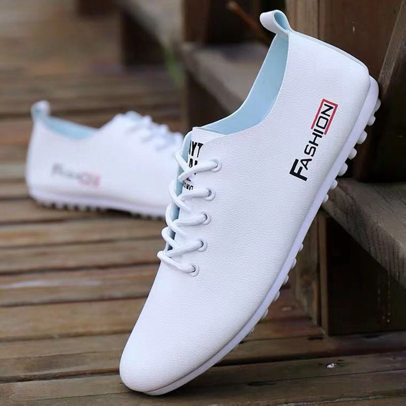 White Shoes, Trendy Leather Shoes, British Style Casual Shoes Sneakers - Azobay